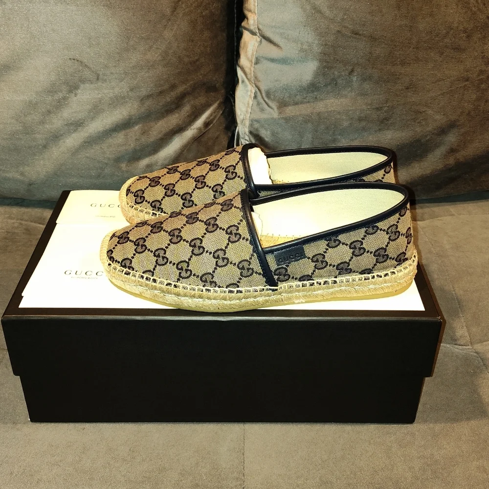 EUC GUCCI MEN'S GG CANVAS ESPADRILLES SIZE 7
